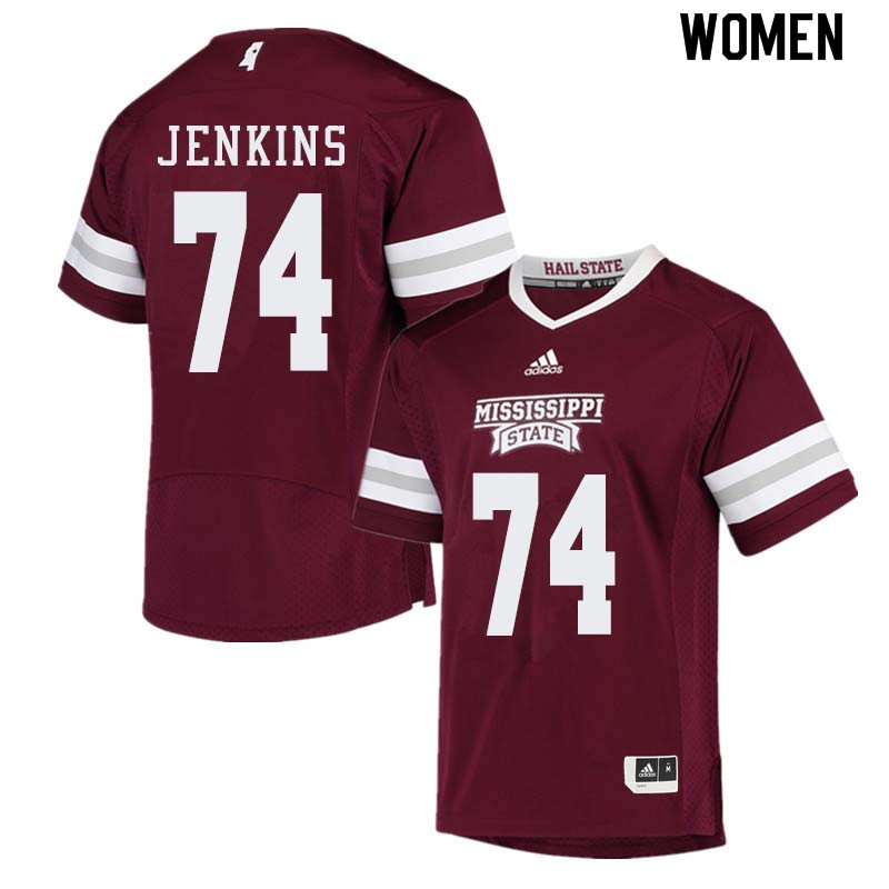 Women #74 Elgton Jenkins Mississippi State Bulldogs College Football Jerseys Sale-Maroon - Click Image to Close